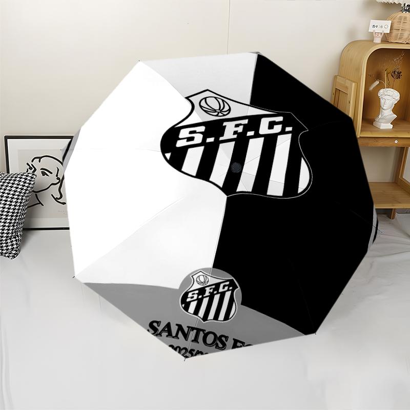 Santos SFC Logo Print Automatic Umbrella, 8 Rib Iron Frame, Plastic Handle, Suitable for Outdoor Travel &Daily , Ideal Gift
