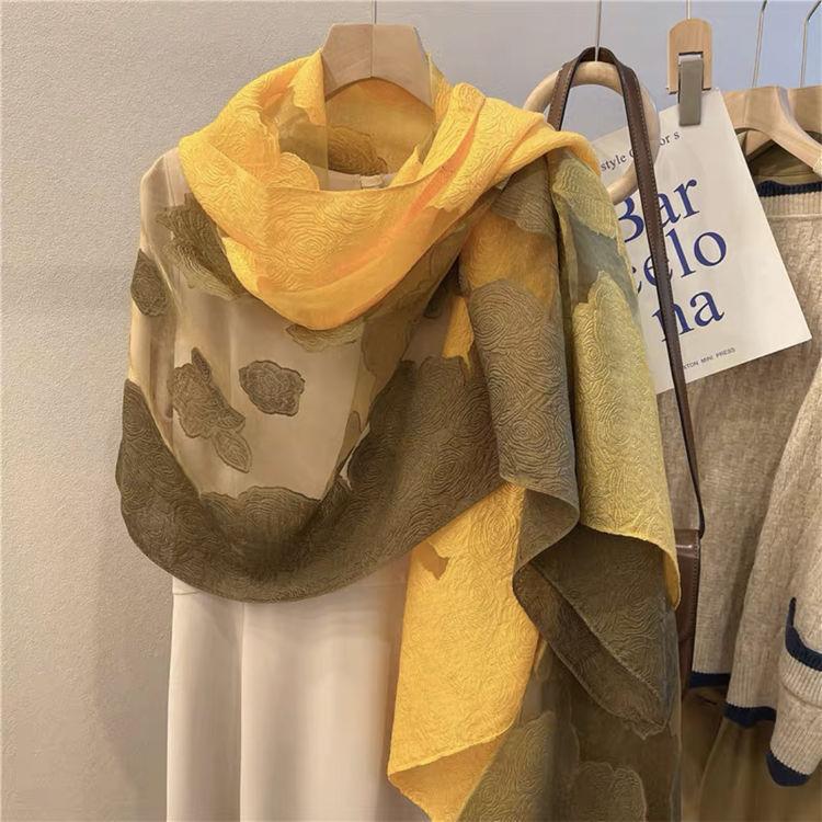 Scarf for Women in Spring and Autumn Korean Version Organza Rose Long Scarf Scarf Shawl