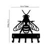 Honey Bee Key Rack Hanger - 6 Inch Wide Metal Wall Art, Decorative Iron Hook Organizer for Keys and Accessories