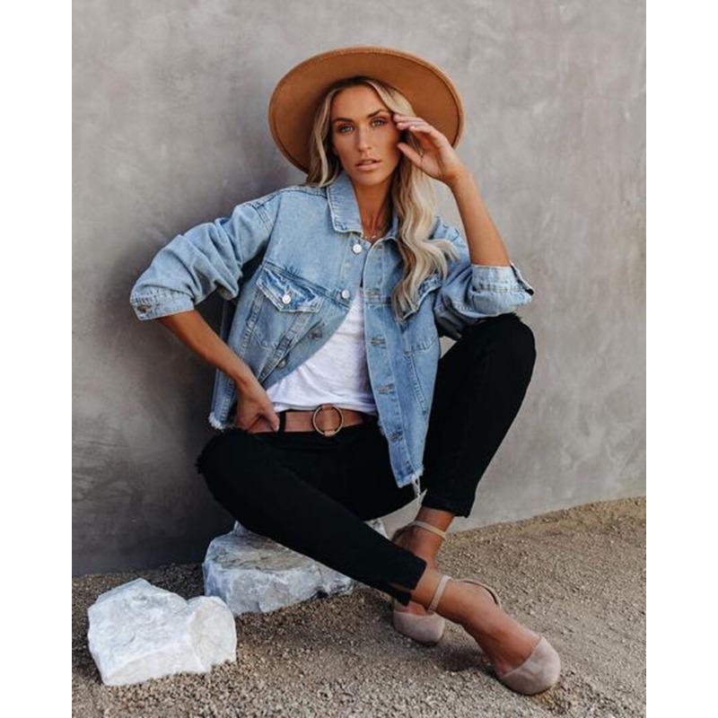 Fashion Loose Women Denim Jacket Loose Casual Simple Office Long Sleeve Short Jackets Elegant Spring Autumn Coats Woman Clothing