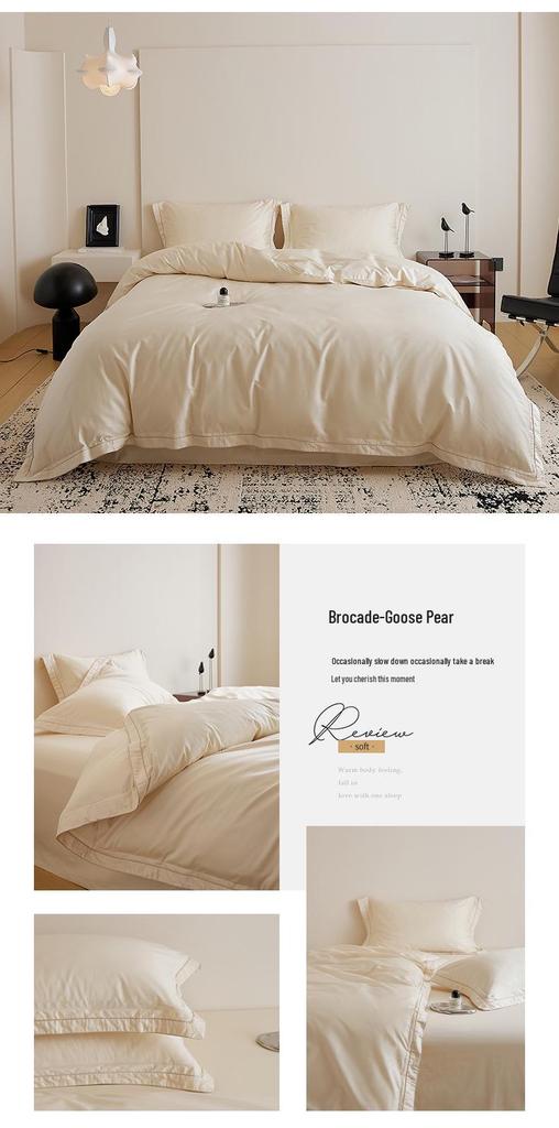 100-Piece Luxury Cotton Satin Bedding Set – Solid Color Duvet Cover with Xinjiang Long-Staple Cotton Sheets.