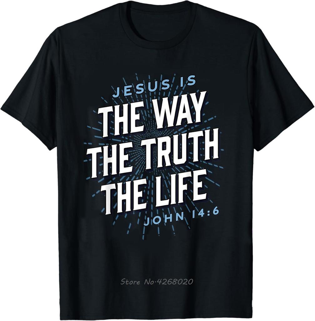Christian Tshirt Kids Jesus The Way Truth Life Mens Clothing Oversized Fitness T Shirt Graphic Vintage Cotton Tshirt Camisetas