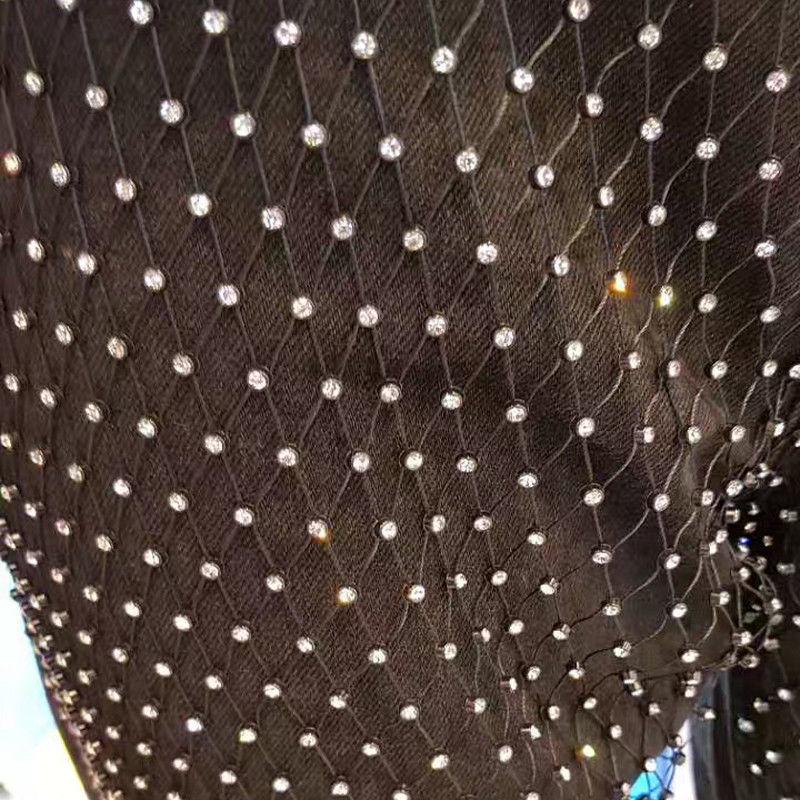 1 Yard Crystal Diamand Fishing Net Fabric Hollow Out Stretchy Mesh Lace Fabric For Sewing  Dress Bag Shoe Garment Material