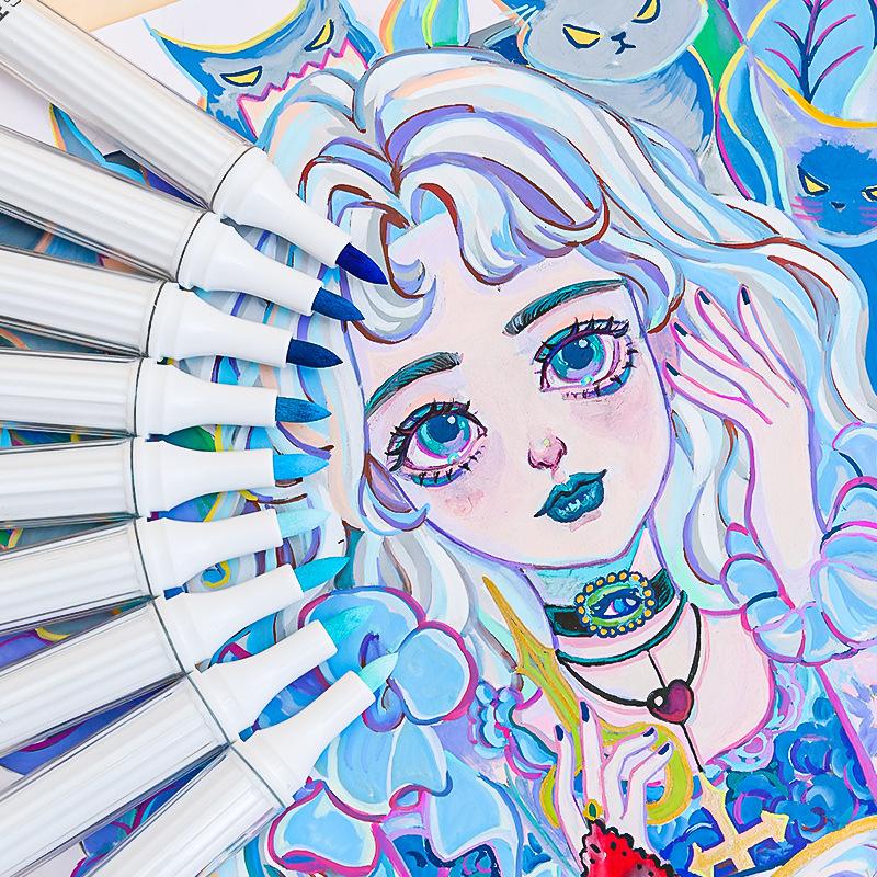 9pcs Color Studio Markers Set Soft Head Brush for Art Painting Drawing Manga Sketch Rocks Fabric