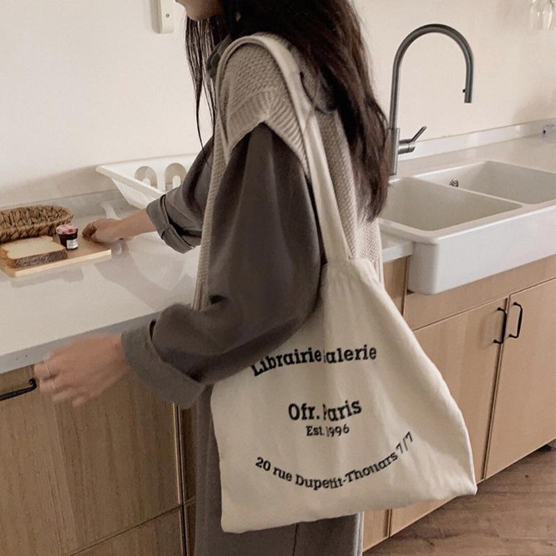 Ofr Paris Paris Bookstore Versatile French Simple Letter Shoulder Bag Thin Grey Cloth Bag Women s Bag
