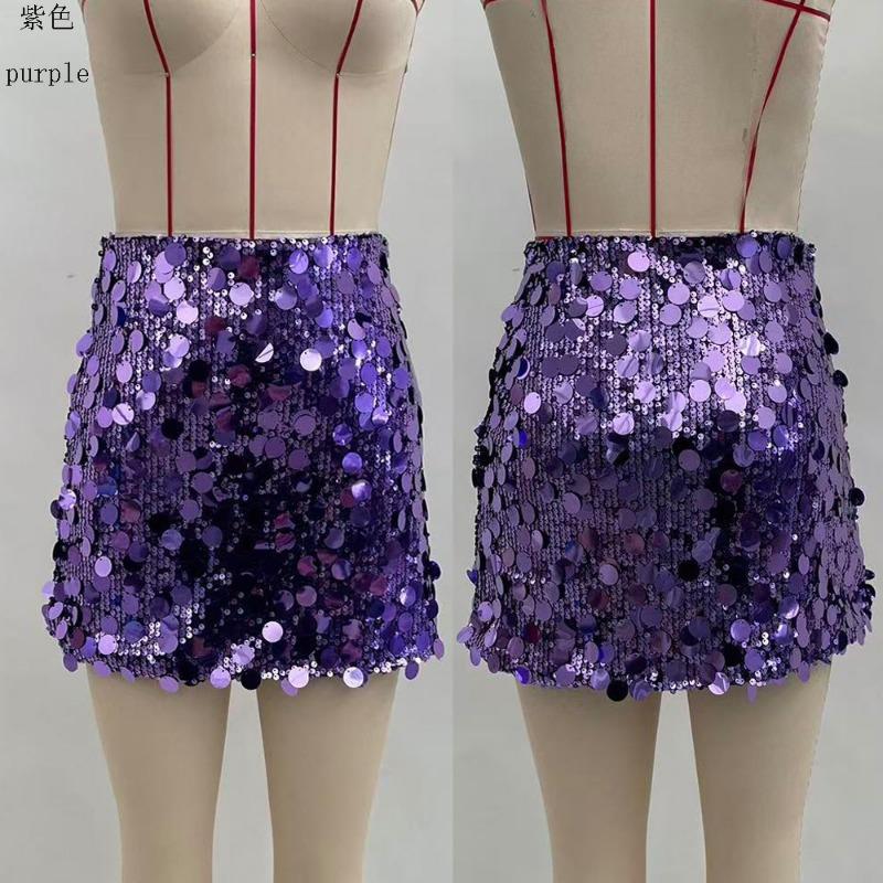 Minifalda Plateada con Lentejuelas de Cintura Alta para Mujer, Falda Corta Brillante para Fiesta y Club