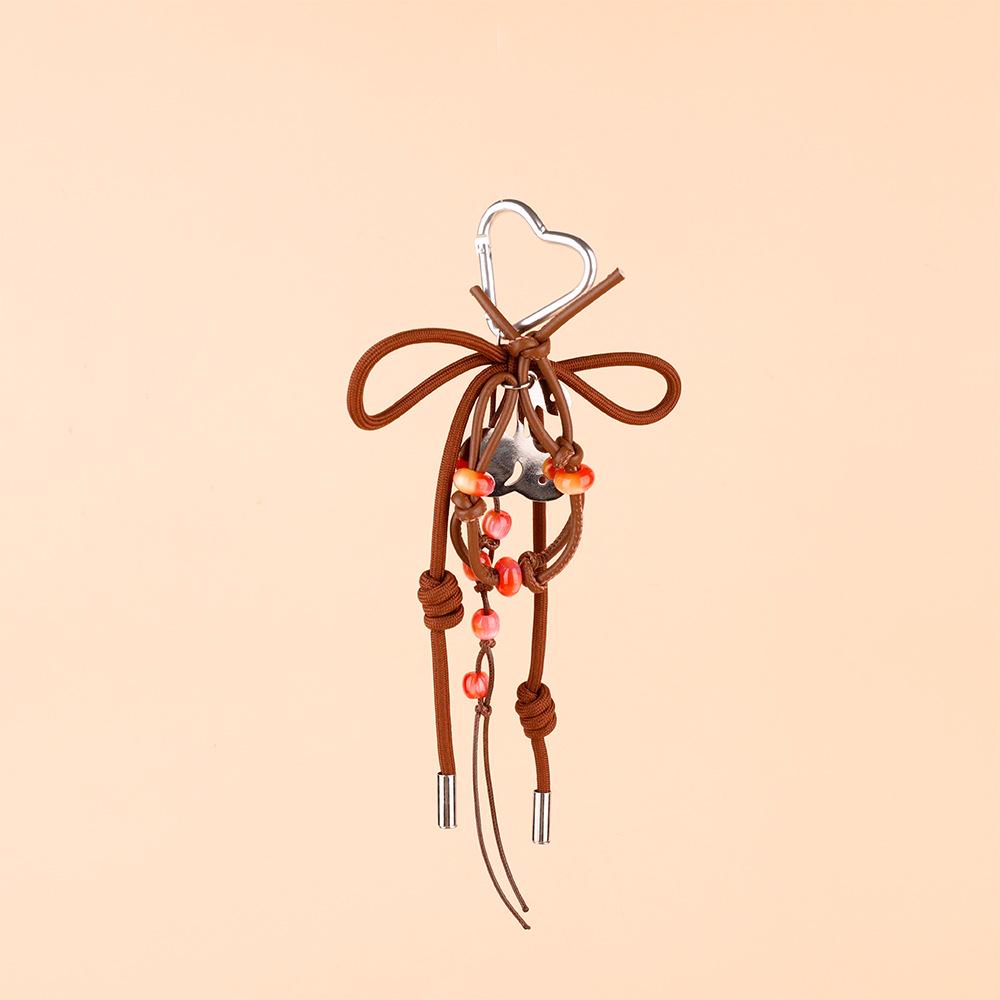 Vintage Miu Styl Přírodní Dřevěný Korálek Pletený Klíčenka Taška Přívěsek & Auto Přívěsek