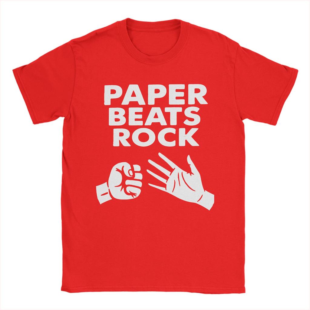 Paper Beats Rock TShirts for Men Crew Neck Pure Cotton T Shirt Rock Paper Scissors Short Sleeve Tee Shirt Big Size Clothing