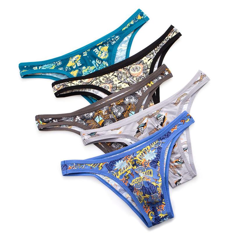 Men's Sexy Low-Rise Briefs Stylish Printed Comfort Underwear Breathable Body-Hugging Briefs