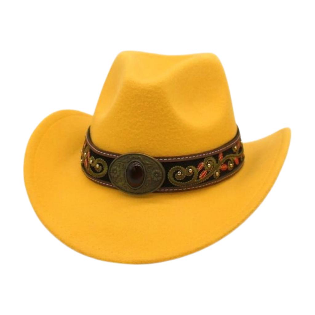 Sunshade Big Eaves Western Cowboy Hat Rolled Eaves Ethnic Style Decorative Design Felt Hat Top Hat