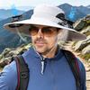 Cappello a Secchiello da Esterno, Cappello da Pesca a Tesa Larga con Doppia Ventola, Cappello Rinfrescante Traspirante in Rete Ricaricabile Solare/USB per Escursionismo Giardinaggio