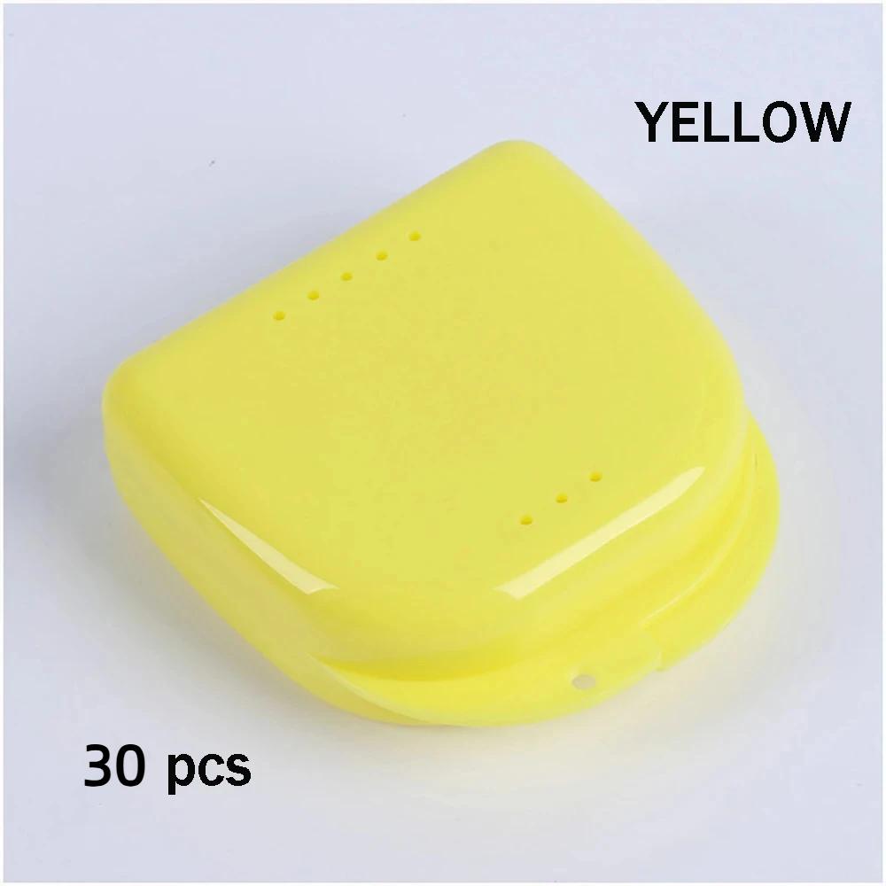 30Pcs Denture Box Tray Case Dental Orthodontic Retainer Color Tray Storage Box Plastic Teeth Container False Teeth Protective
