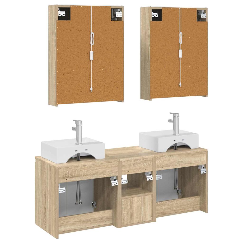Bathroom Cabinet Set 5 pcs Sonoma Oak Wood Based Material