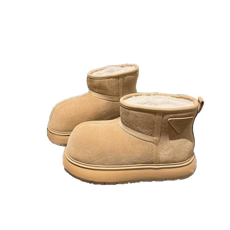 New versatile thick-soled velvet big head medium tube snow boots women's 2025 winter thickened warm short boots non-slip cotton shoes