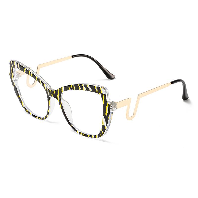 New Striped Color Blocking Anti Blue Light Glasses Butterfly Glasses Metal Frame Curved and Fashionable Eyes and Legs