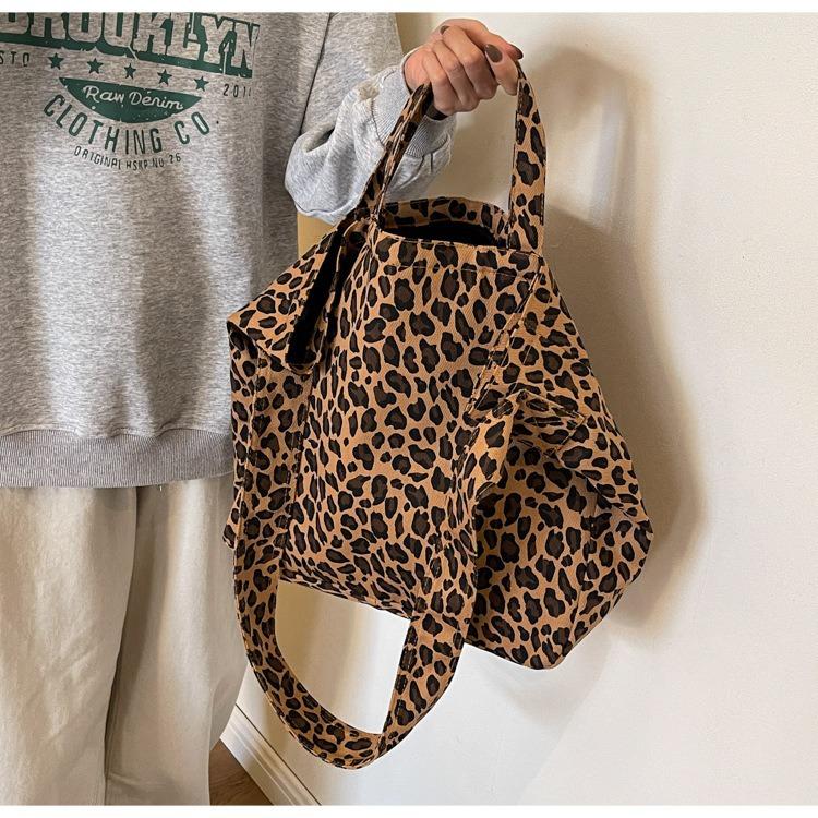 1Pc Large Capacity Leopard Print Tote Bags, Canvas Bags, Shoulder Bags, Handbags, Shopping Bags—women's Bag Trend