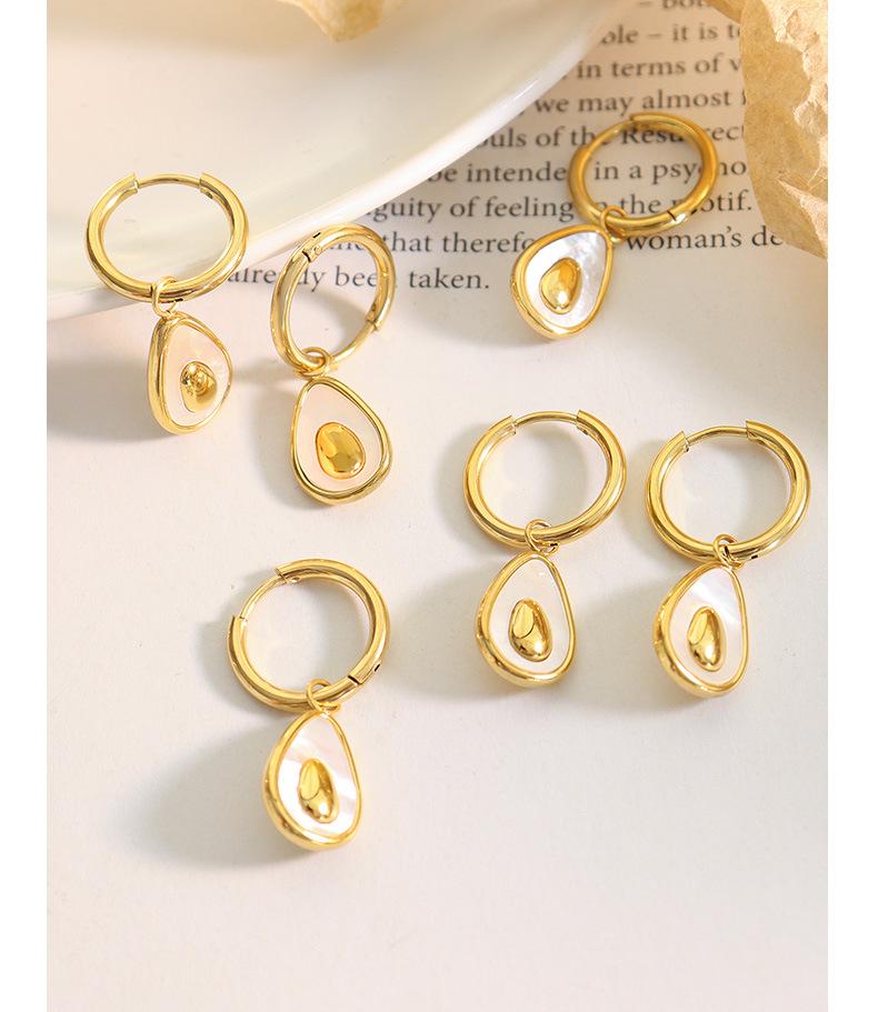 Korean Trendy Avocado Shell Earrings: Geometric, Colorful, Elegant Ear Studs
