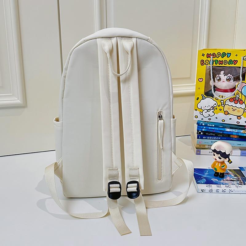 Middle School Student Schoolbag Women's Solid Color Letter Printed Backpack College Style Large Capacity Backpack