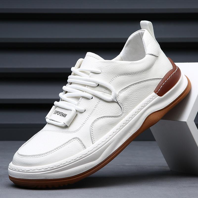New men's shoes summer hollow soft leather breathable crooked clown shoes trend versatile casual white shoes men's board shoes