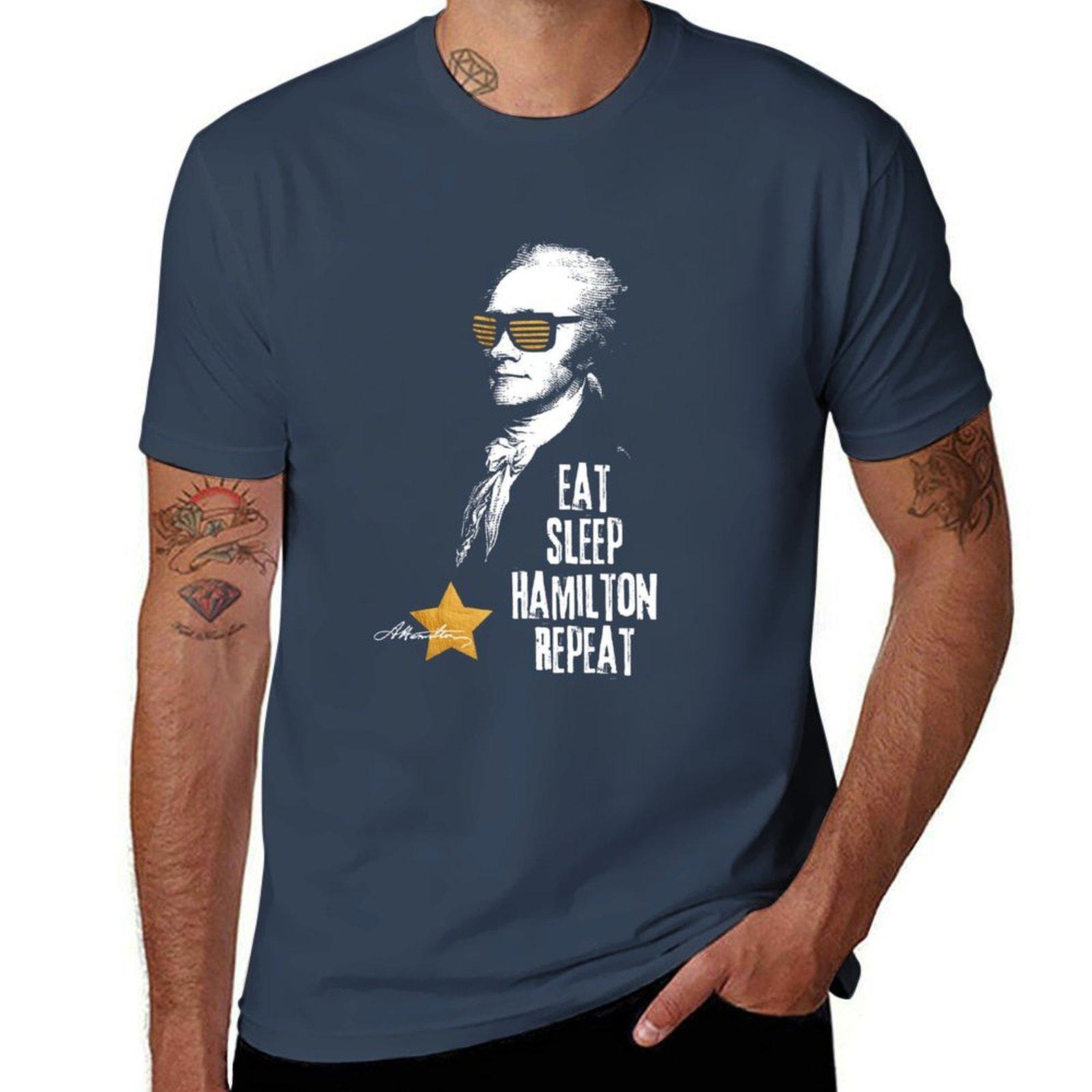 Alexander Hamilton Eat Sleep Hamilton Repeat TShirt Comfortable Workout Short Sleeve Shirt S