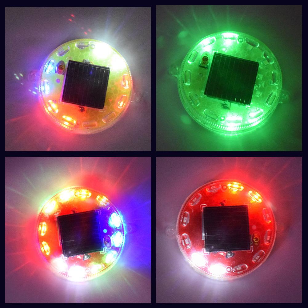 Solar Power Mortorcycle 12LED Warning Light Night Ride Tail Light Anti-rear Strobe RGB Light with Reflective Sticker