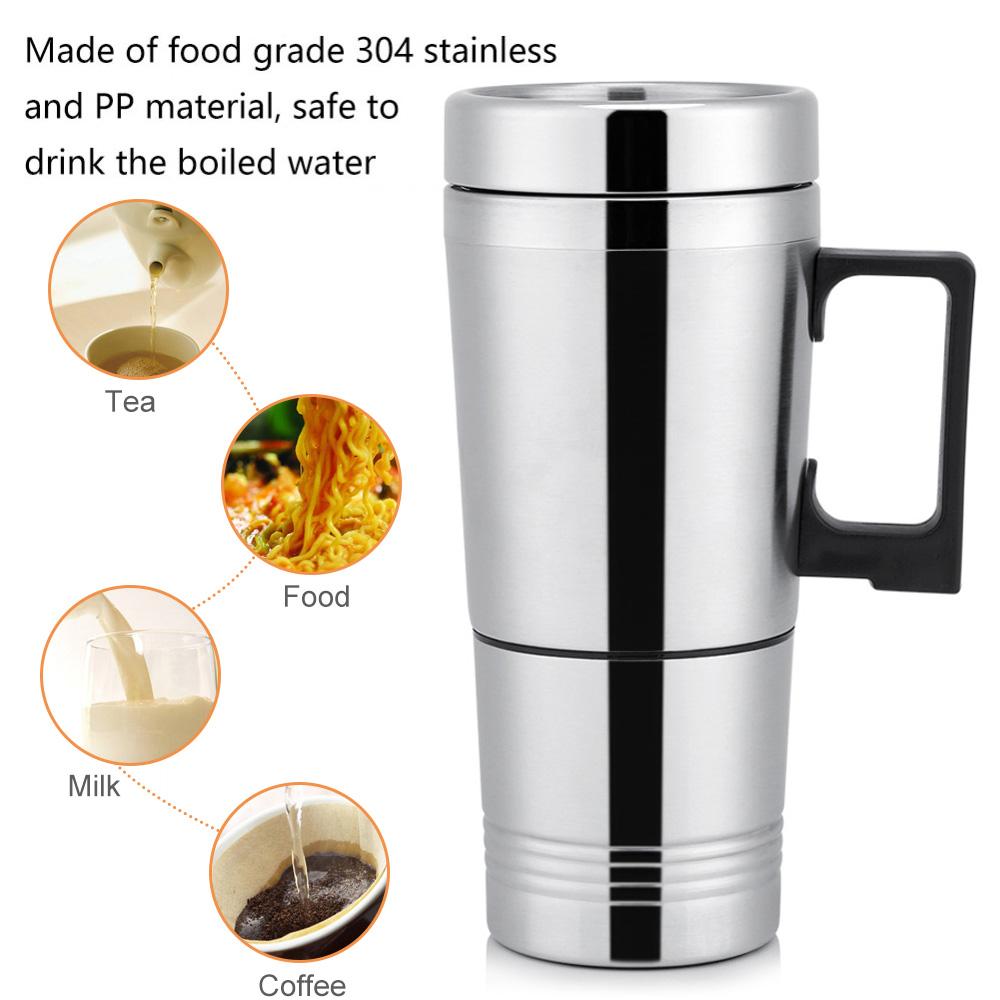 Car Heating Cup 12/24V Water Heater Kettle Electric Coffee Tea Boiling Heated Mug Water Travel Kettle For Car