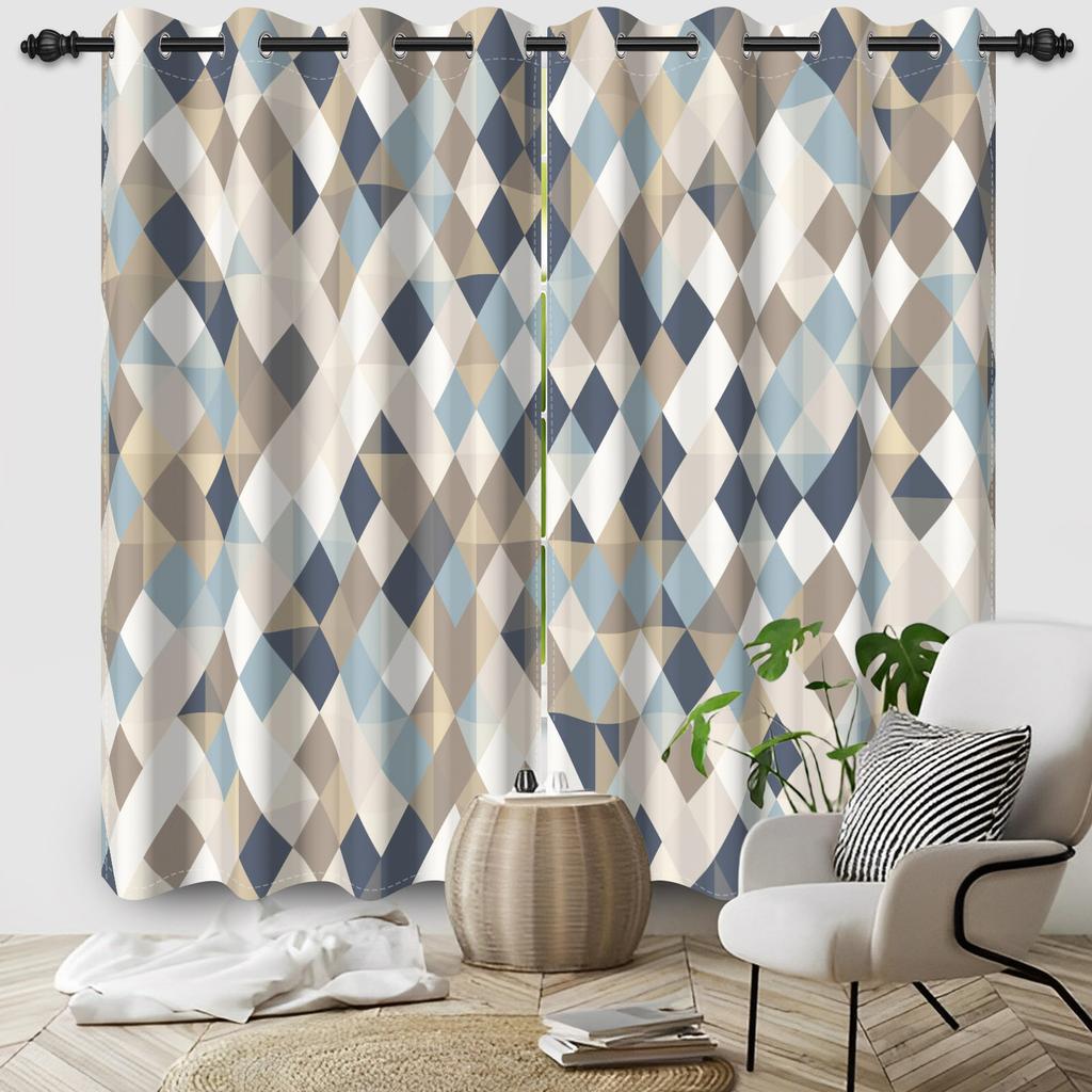 Light Blocking Abstract Geometric Curtains Minimalist Design Bedroom Living Room Window Decoration Hotel Home Drapes Curtain Set Of 2 Modern Made