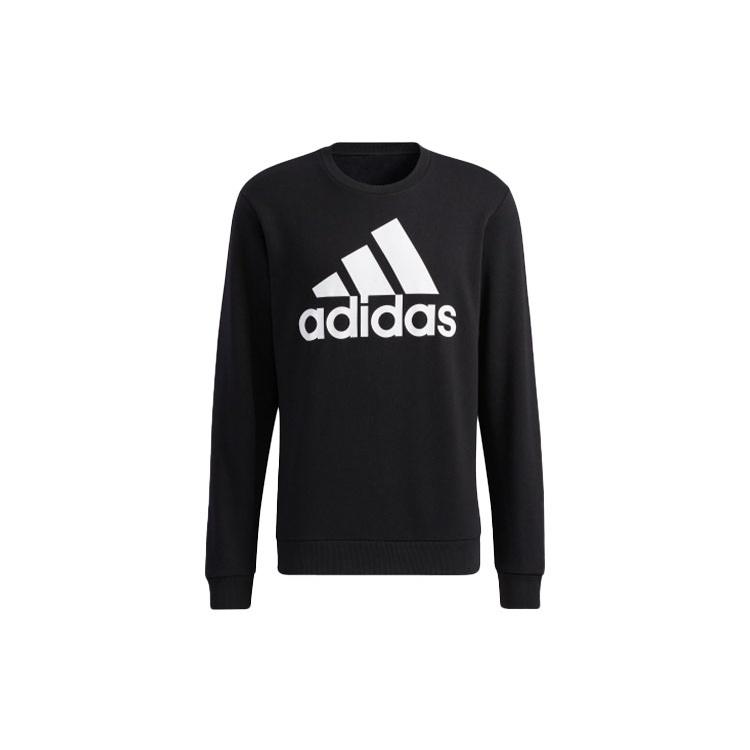 Men s adidas Bl Fl Swt Large Logo Printing Sports Pullover Black GK9074 M
