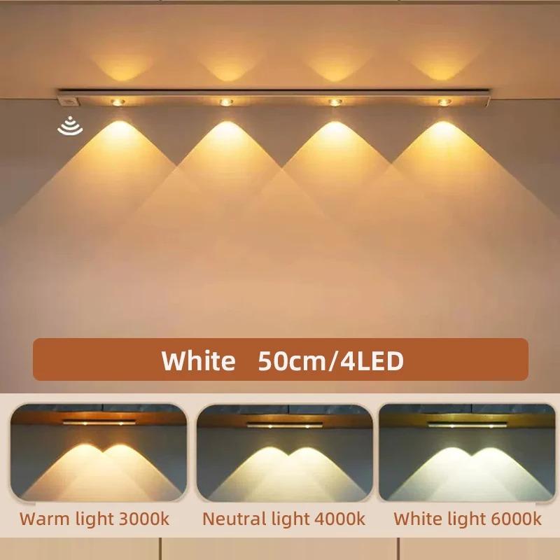 Lumières LED Ultra Fines Sous Meuble Capteur de Mouvement Veilleuse Sans Fil 3 Couleurs Graduables Pour Meuble de Cuisine Chambre Penderie Ligh