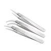 3pcs Anti Static Ceramic Tip Tweezers Stainless Steel Handles Precision Set Includes Little Curved Big Curved and Straight