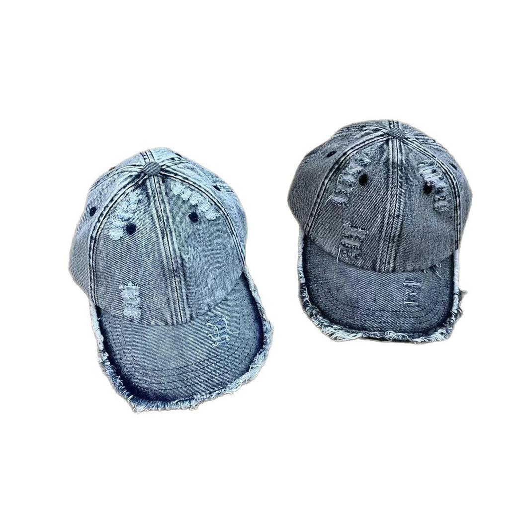 Personalized Rough Edge Street Fashion Hat New Washed Denim Baseball Cap Men's and Women's Summer Face Small Cap
