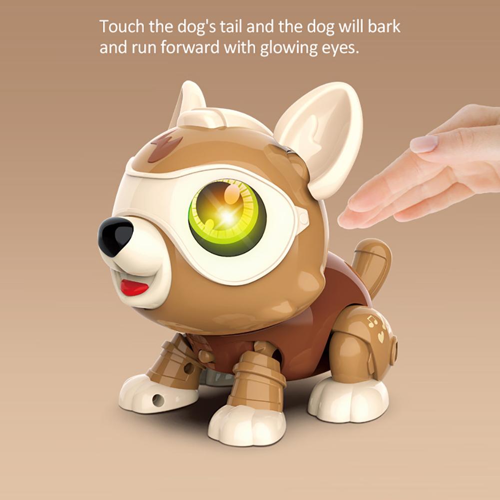 Jucării pentru câini robot, electronice DIY Pet Dog-Touch Control, Control vocal Interactiv Cățeluș pentru copii Cadouri de aniversare