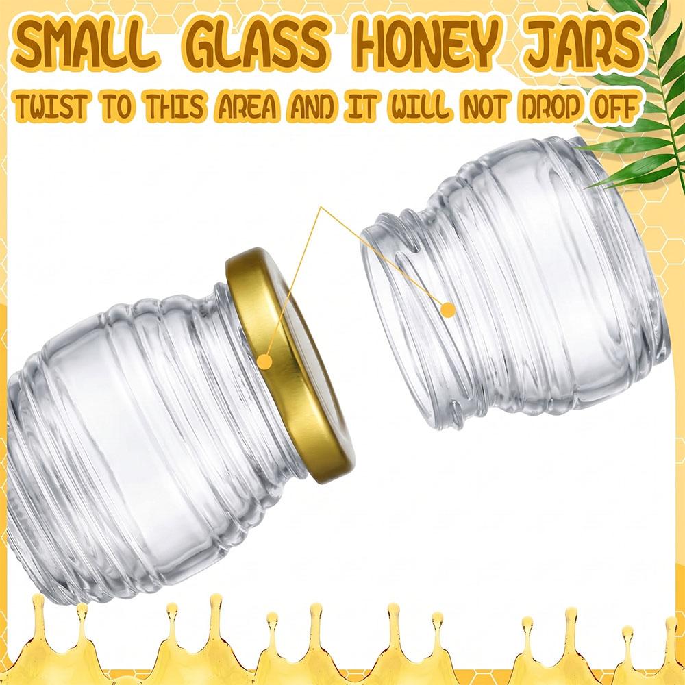 70ml Mini Glass Honey Jar Set,Round Glass Honey Jars,Glass Sealed Jars with Gold Lids,for Baby Shower,Wedding,and Birthday Gifts