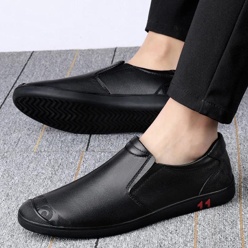 FashionDesigner Cow Leather Shoes for Men Black Brown Spring Autumn Men's Dress Shoes Fashion Casual Solid Color Loafers Male