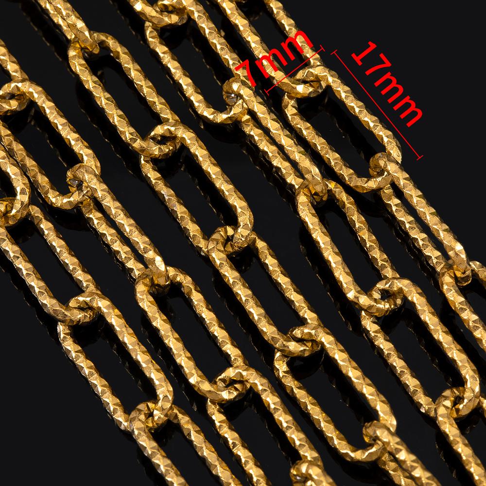 No Fade 1Meter Stainless Steel 7x17mm Carved Square Frame Bracelets Cross Link Chains DIY Necklace Jewelry Making Chain Supplies