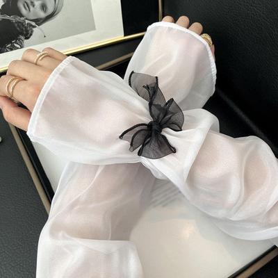 Sunscreen Bow Tie Sheer Arm Sleeves Women Ice Silk Arm Protection UV Protection Gloves Arm Sleeves Lolita Fingerless Glove