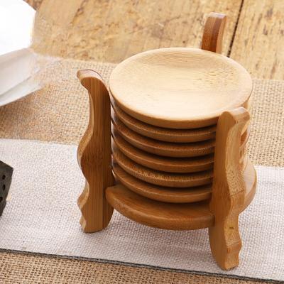 Bamboo Round Coasters Set Tea Cups Heat Insulating Coasters Kung Fu Square Coaster Tea Ceremony Accessories