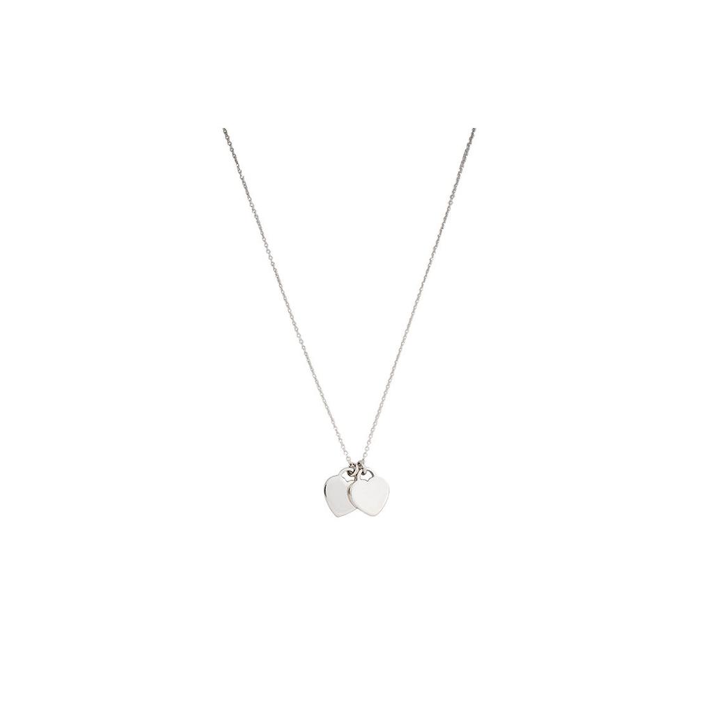 Tiffany & Co. Return To Tiffany Mini Double Heart Pendant Necklace Women Necklace Pink Silver 28751249