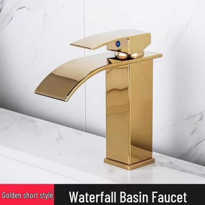Yuzhuxun HC Gold Low Bent Spout Waterfall Basin Faucet