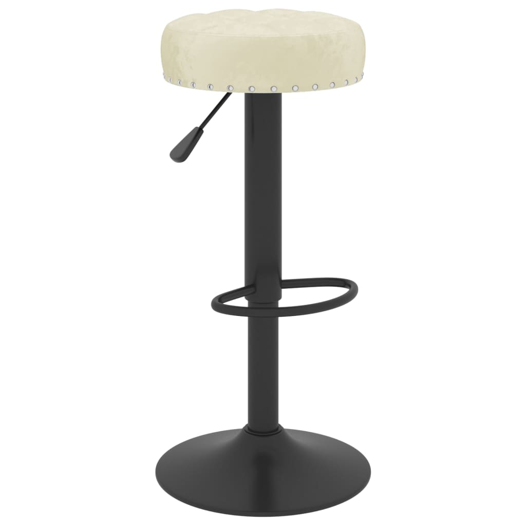 Bar Stool Set of 2 Cream Velvet
