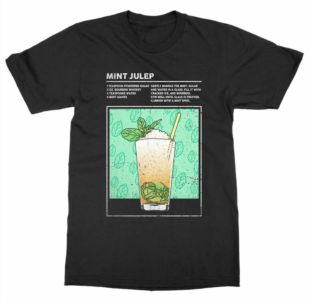 Alcohol Mixed Drink Mint Julep Cocktail Happy Hour Bartender T Shirt 100 Cotton Short Sleeve ONeck Casual Mens Tshirts New