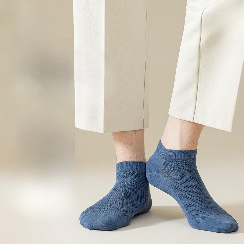 Men's Summer Thin Mesh Anti-odor, Sweat-absorbing and Breathable Boat Socks, Summer Low-top Boneless Pure Cotton Short Socks