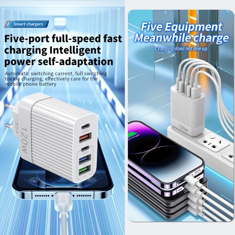 Compact 120W Port Charging Station for Devices