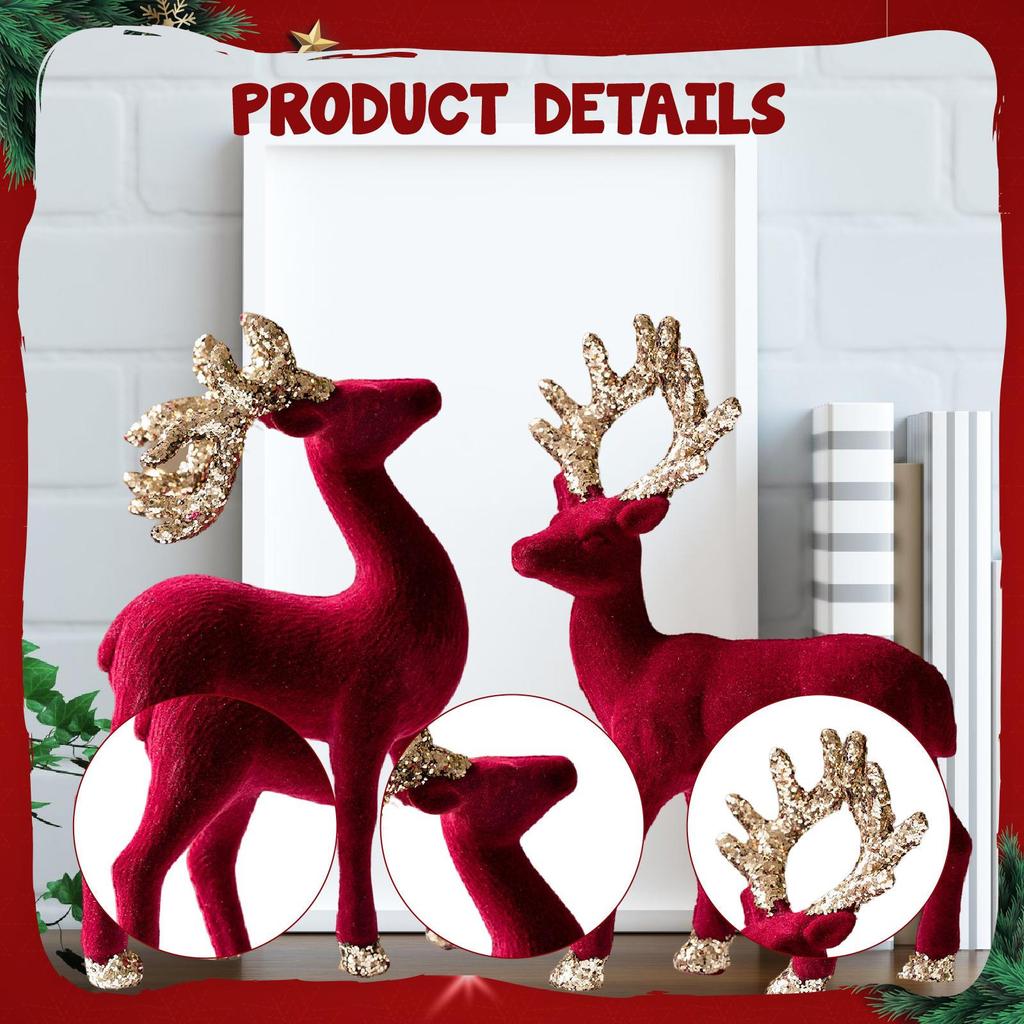 2 Pieces Christmas Reindeer Statues Animal Sculptures Ornament for Home