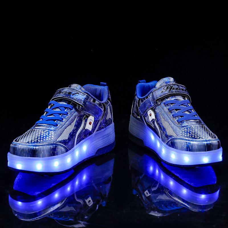 TUINANLE Children's Led ShoesUSB Charging Glowing Sneakers Led Light Wheels Roller Skate Kids Shoes Sports