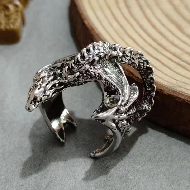 Game of Thrones Black Dragon Opening Rings for Women Men Retro Personality Hip Hop Rock Finger Jewelry Dragon Family Accessories