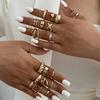 IngeSight.Z Lot de 24 Anneaux Métalliques Lisses Couleur Or Vintage Anneaux Géométriques Hip Hop Réglables pour Femmes Bague de Doigt Quotidienne Cadeaux