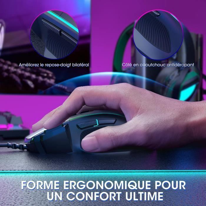 Souris Gaming Droitier Pour PC Dacoity 8 Boutons Programmables 8000DPI Adjustable Souris De Jeu Ergonomique Avec Fire Button Haut