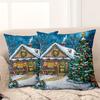 1 Pieces Christmas Cottage Pattern Decorative Throw Pillows Polyester pillowcase, sofa decorative cushion cov Headboard Pillow