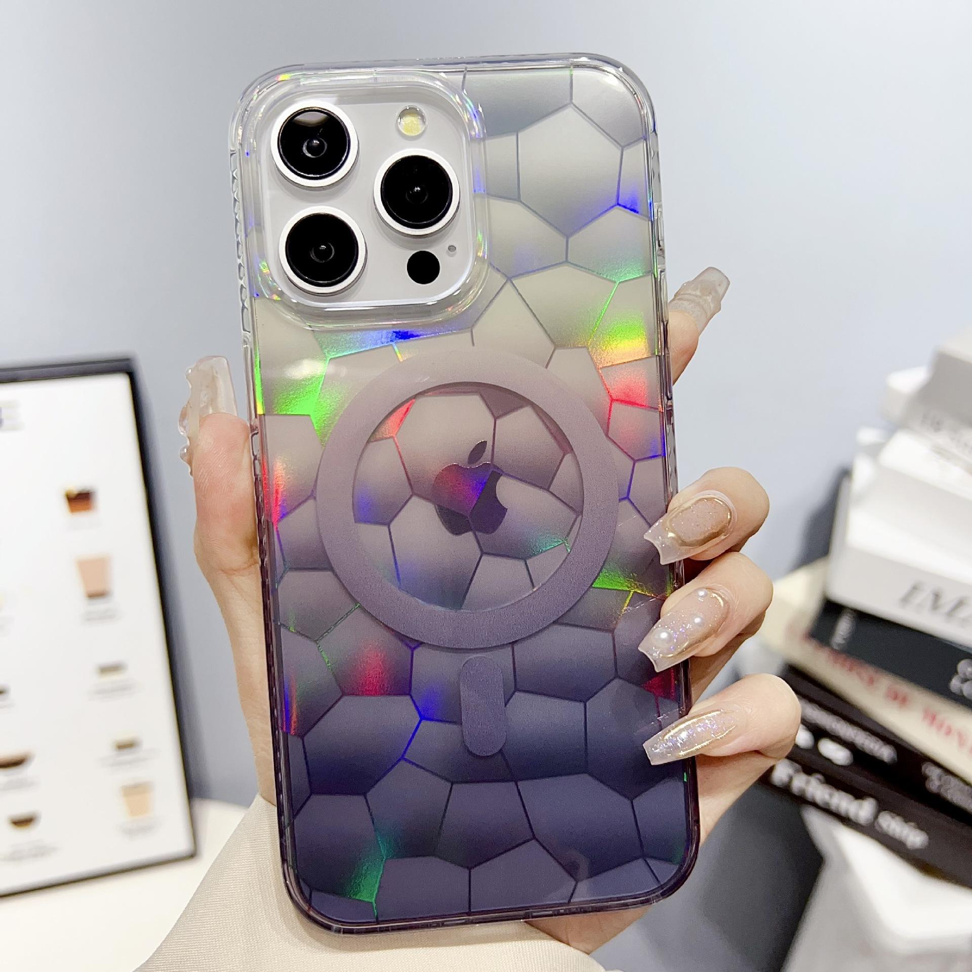 

Подходит для iPhone15ProMax Магнитный Лазерный Градиент Apple 15 Цветной 14 Прозрачный 13 Чехол для телефона Водяной Куб iPhone 12 Pro/12 чёрный